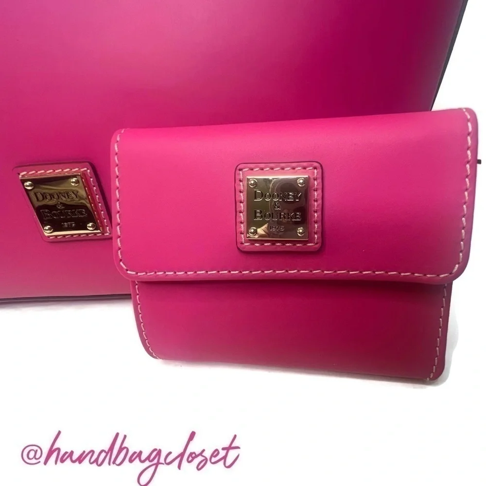 Dooney Magenta Fuchsia Pink Beacon Janine Satchel Bag and Wallet Set